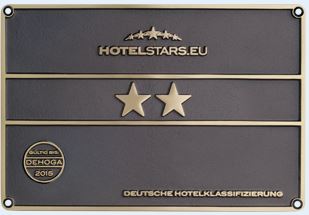Vorschaubild Schild für ein mit zwei Sternen klassifiziertes Hotel der Deutschen Hotelklassifizierung
